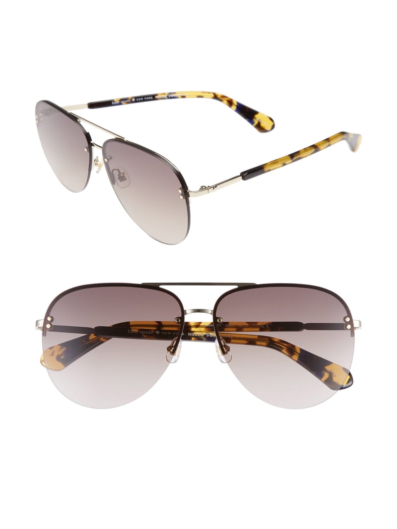 Kate Spade NY Brown Gradient Aviator Thin Metal Frame Sunglasses Kate Spade New York 58mm Emsley Aviator Sunglasses  main image 2
