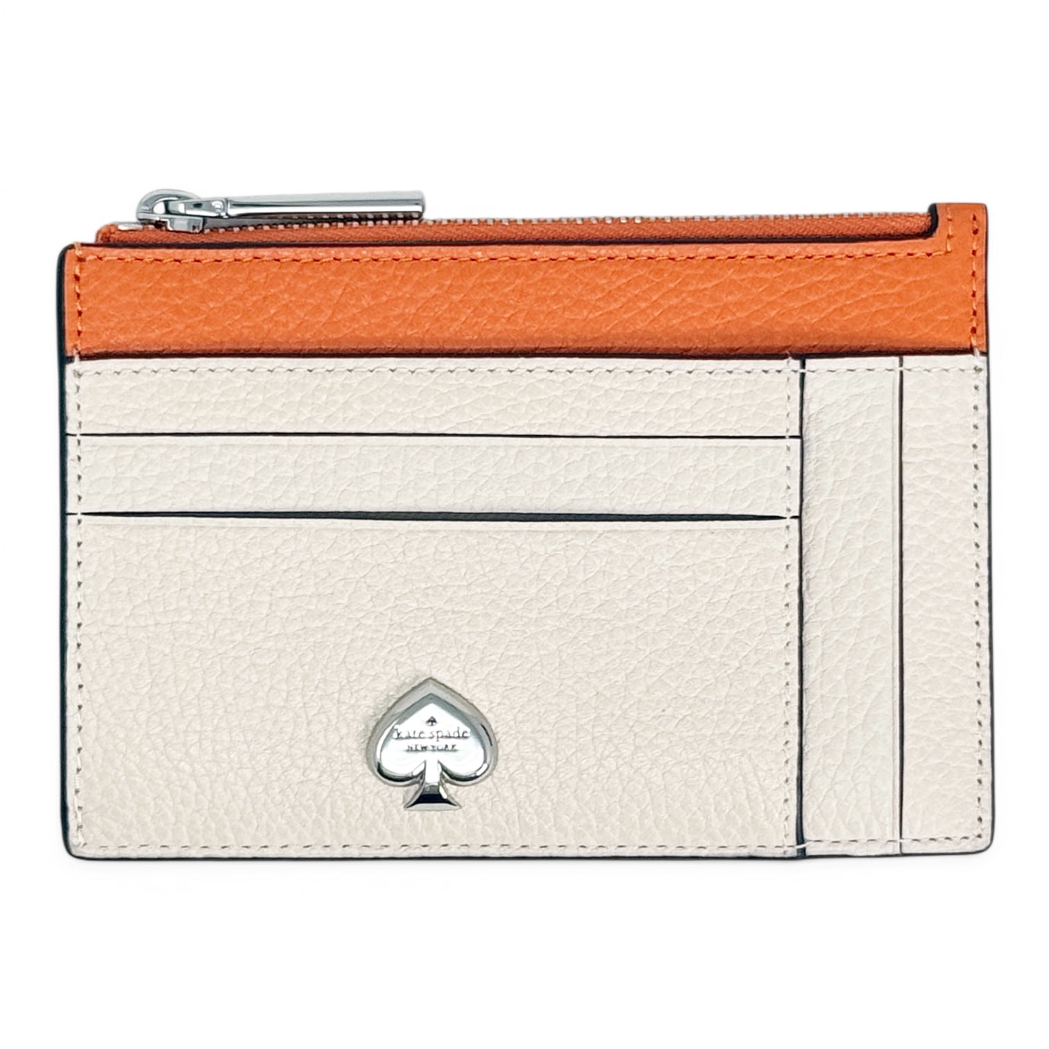 Kate Spade New York Women's Kayla Large Slim Leather Card Case (Beige / Orange)