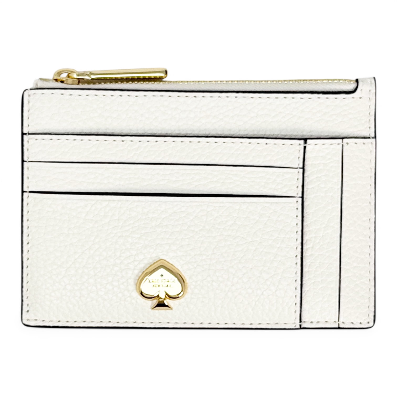 Kate Spade Kayla Large Slim Cardholder – Meringue | Pebbled Leather | 8 Card Slots | Zip Pocket | Women's