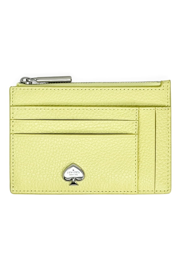 Kate Spade Kayla Large Slim Cardholder Tennis Ball | Pebbled Leather | 8 Card Slots | Zip Pocket | Women's