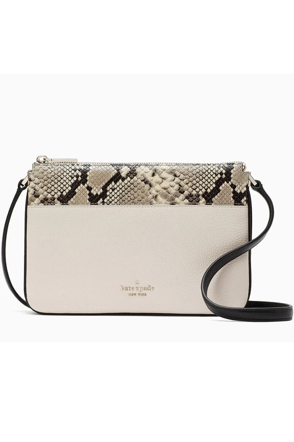 Women's Leila Mixed Material Triple Gusset Crossbody Bag (Parchment Multi)