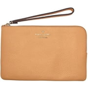 KATE SPADE NEW YORK Women's Leila Pebbled Leather Medium Top Zip Wristlet (Orange Cream)