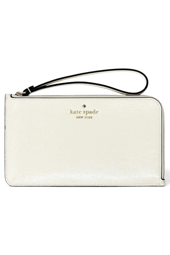Women’s Lucy Crinkle Patent Leather Medium L-Zip Wristlet (Meringue)