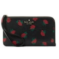 thumbnail image 1 of Kate Spade New York Women's Lucy Ditsy Rose Toss Print Medium L-Zip Wristlet (Black Multi), 1 of 3