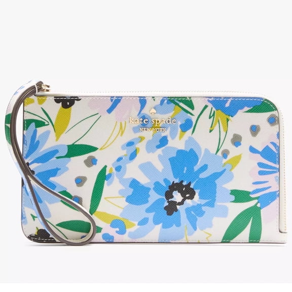 Kate Spade New York Women's Lucy Floral Medium L-Zip Wristlet (Cream Multi)