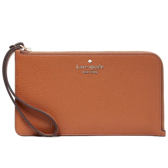 Kate Spade New York Women's Lucy Pebbled Leather Medium L-Zip Wristlet (Warm Gingerbread)