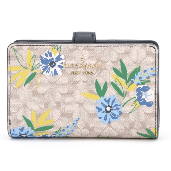 Kate Spade New York Women's Medium Bifold Floral Wallet in PVC Leather (Blazer Blue Multi)