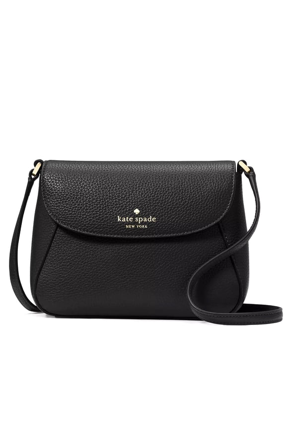 Women's Monica Small Flap Leather Crossbody Bag (Black)