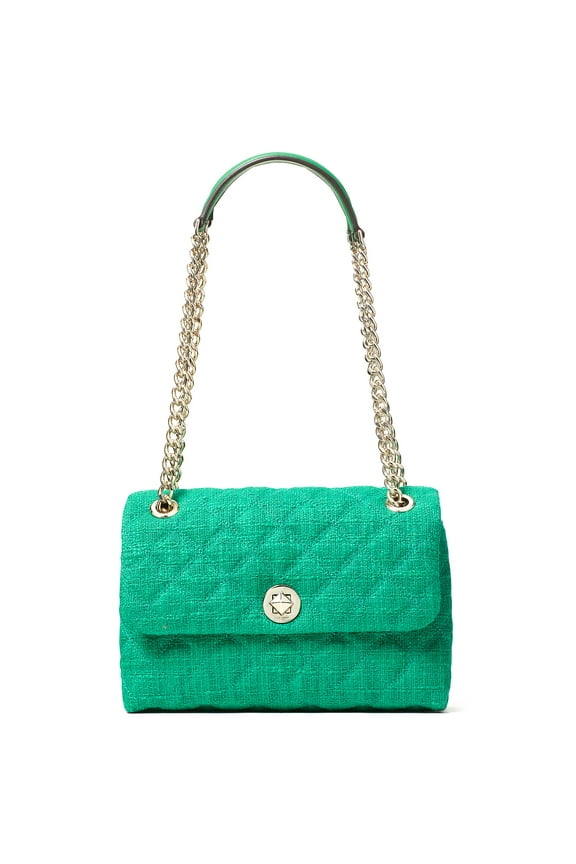 Women's Natalia Solid Tweed Medium Flap Convertible Shoulder Crossbody Bag (Green Bean)