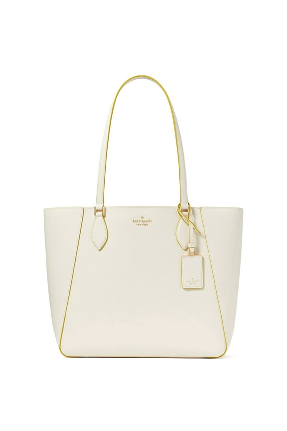 Women's Poppy Refined Grain Leather Large Tote (Meringue)