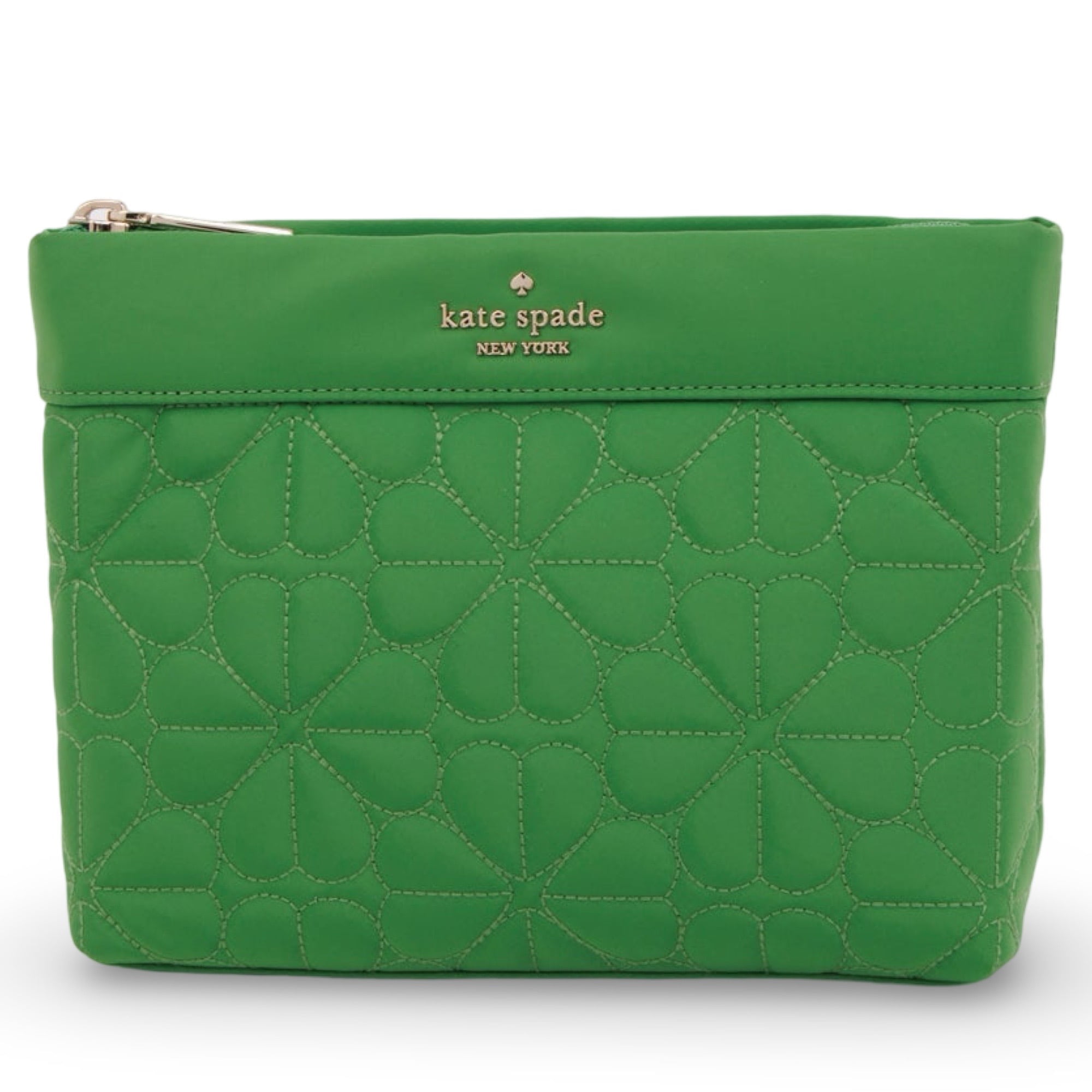 Kate Spade New York Women's Quilted Fabric Spade Flower Top Zip