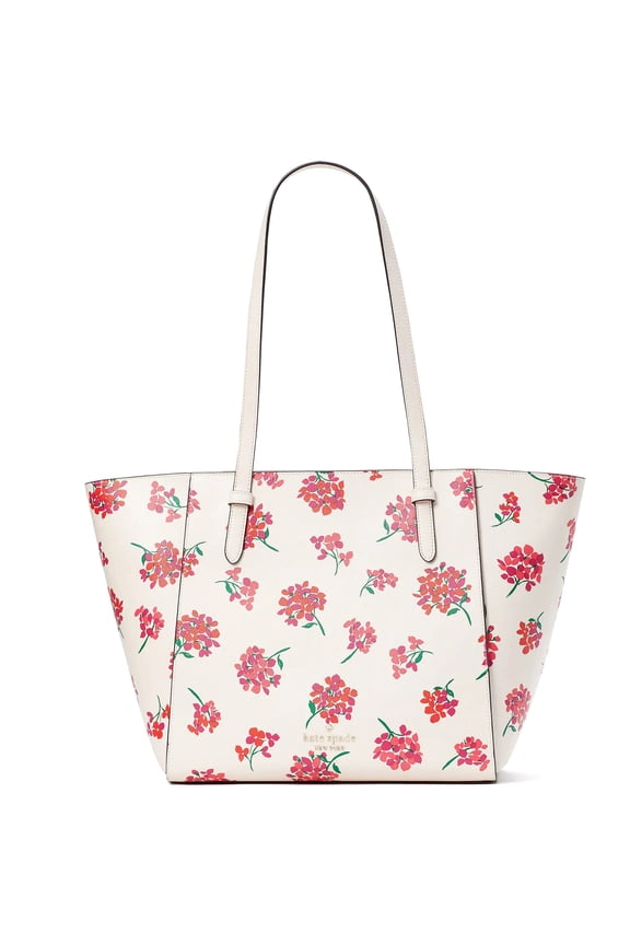 Women's Saffiano PVC Becca Floral Top Zip Tote (Fresh Peach Multi)