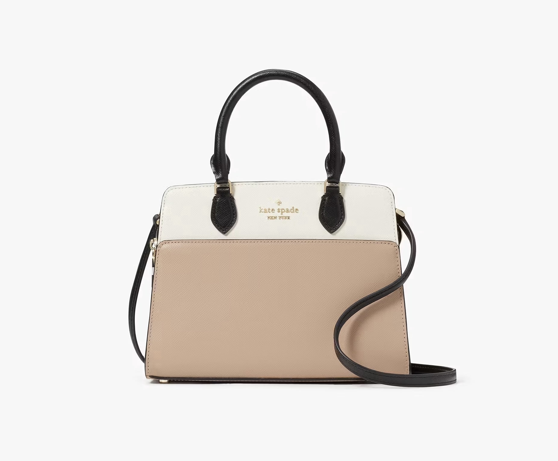 Womens Small Madison Satchel  Saffiano Leather Top Zip Handbag with Crossbody Strap, Style KC620
