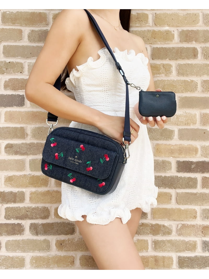 大人気！katespade ny ショルダーバッグ Kate Spade New York Women's Small Rosie Cherry Embroidered Denim