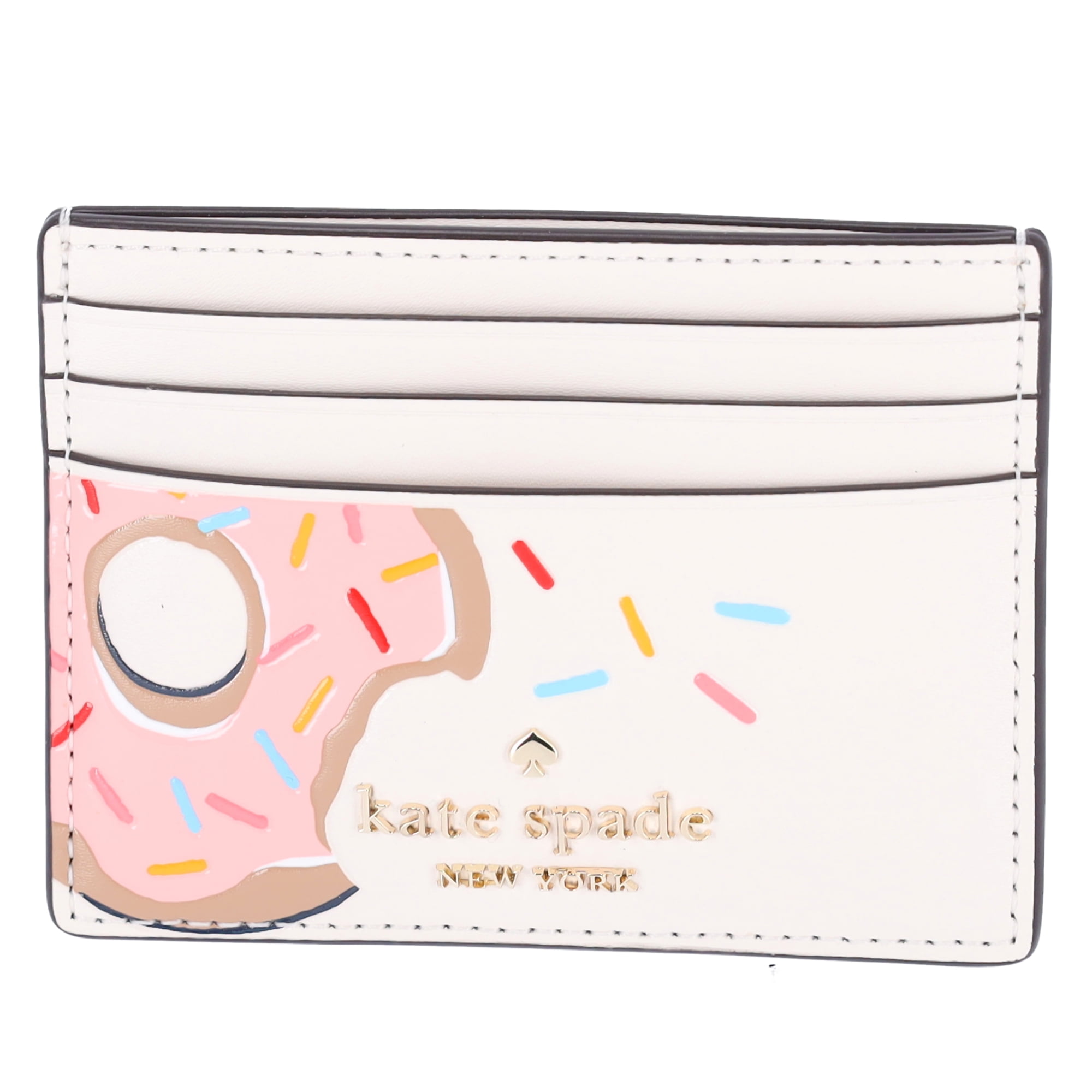 Kate Spade New York Women's Small Slim Card Holder in Smooth Leather (Cream Multi)
