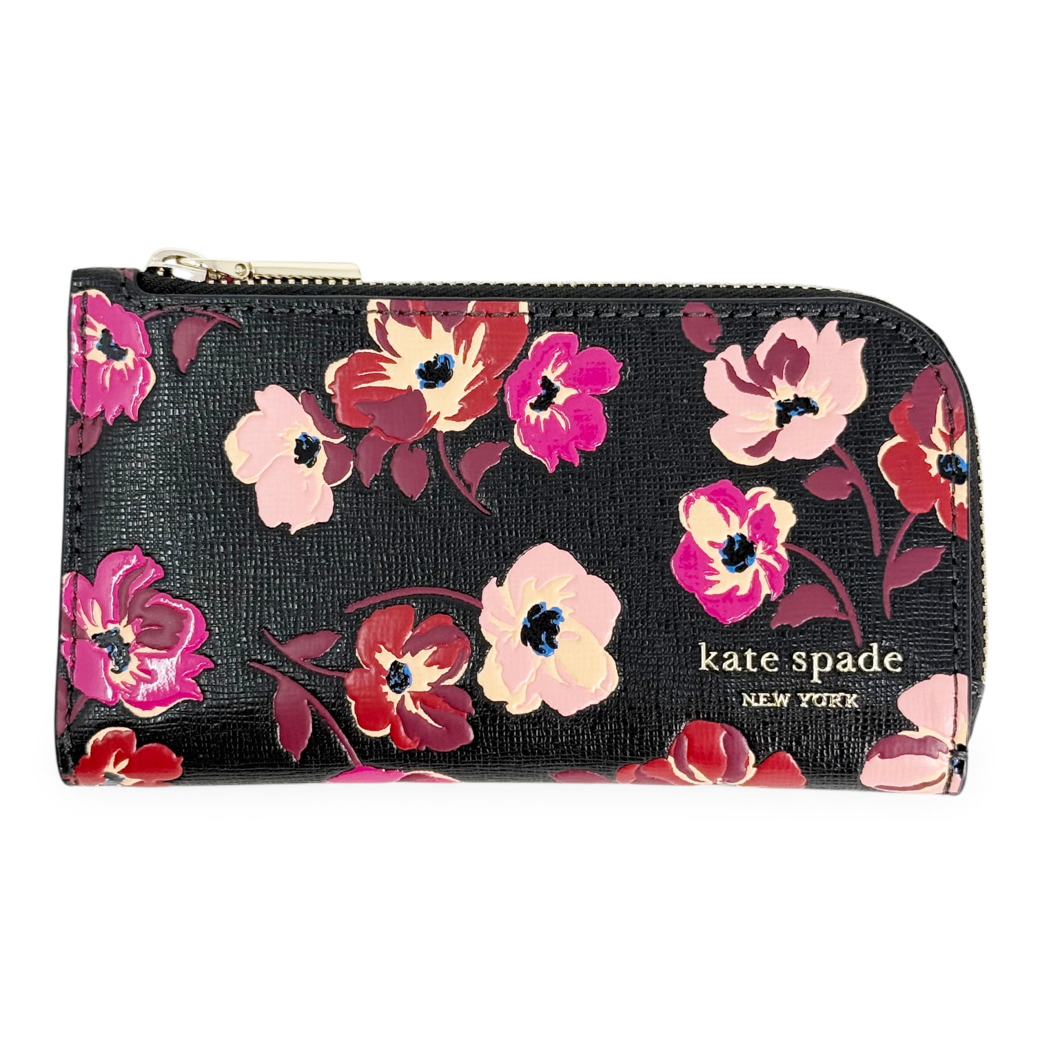 Kate Spade New York Women's Small Slim Floral Card Case (Black Multi)