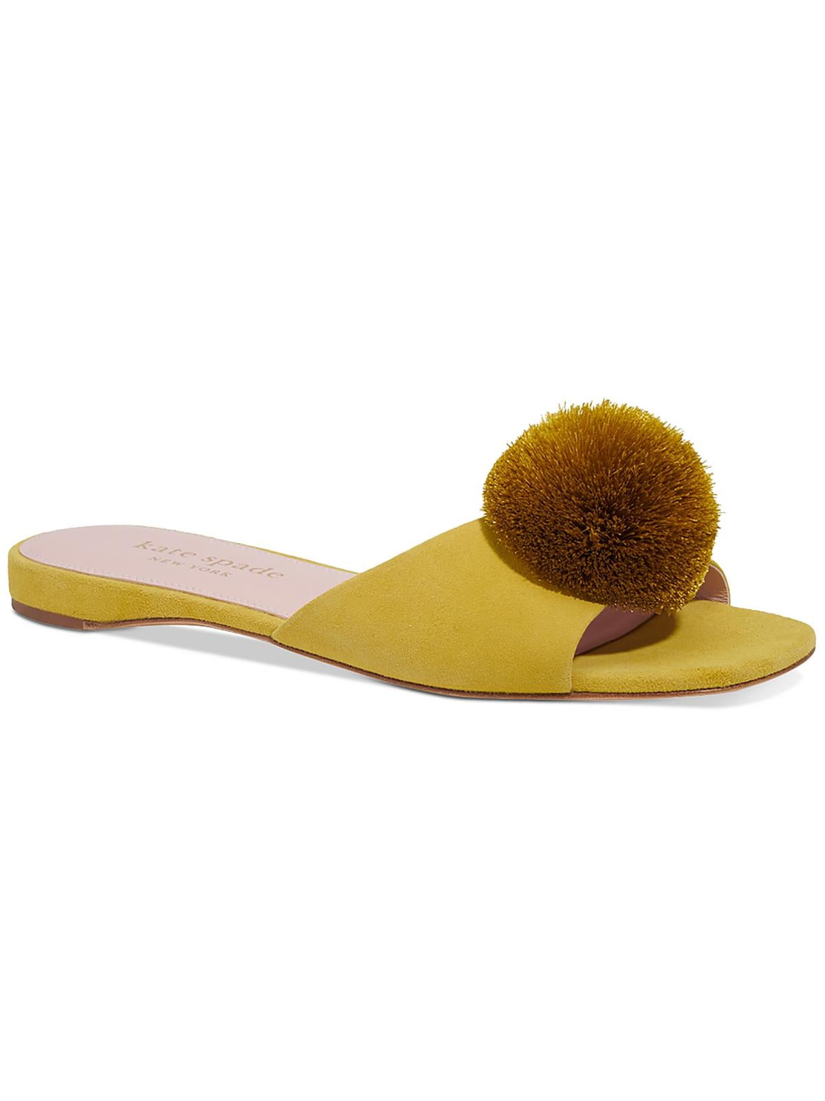 Kate Spade New York Womens Amour Pom Slide Cushioned Footbed