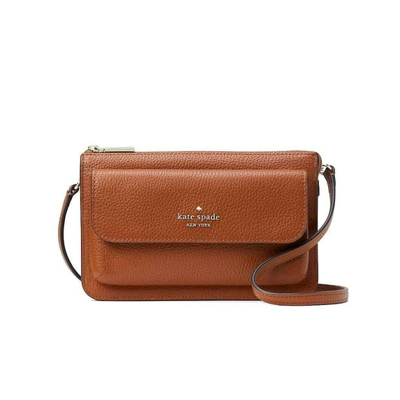Kate Spade New York handbag for women Leila small flap crossbody bag, Warm Gingerbread