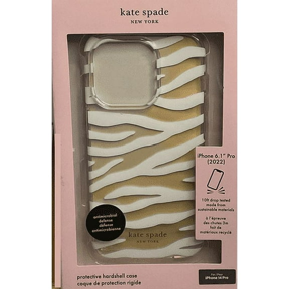 Kate Spade New York iPhone 14 Pro (6.1") Protective Hardshell Case, White Zebra