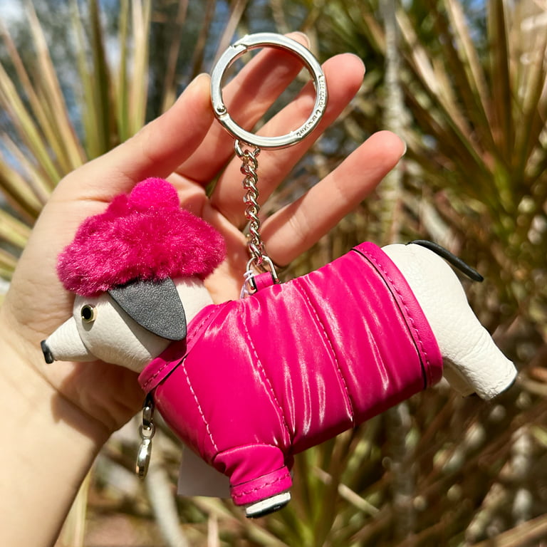 Kate Spade Novelty Festive Pink Claude Dachshund Dog Key Fob Bag Charm  K9252 