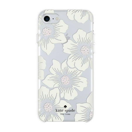 kate spade new york - Protective Hardshell Case for Apple® iPhone® SE (3rd Generation) and iPhone® 8/7/6/6s - Hollyhock Floral Clear/Cream with Stones