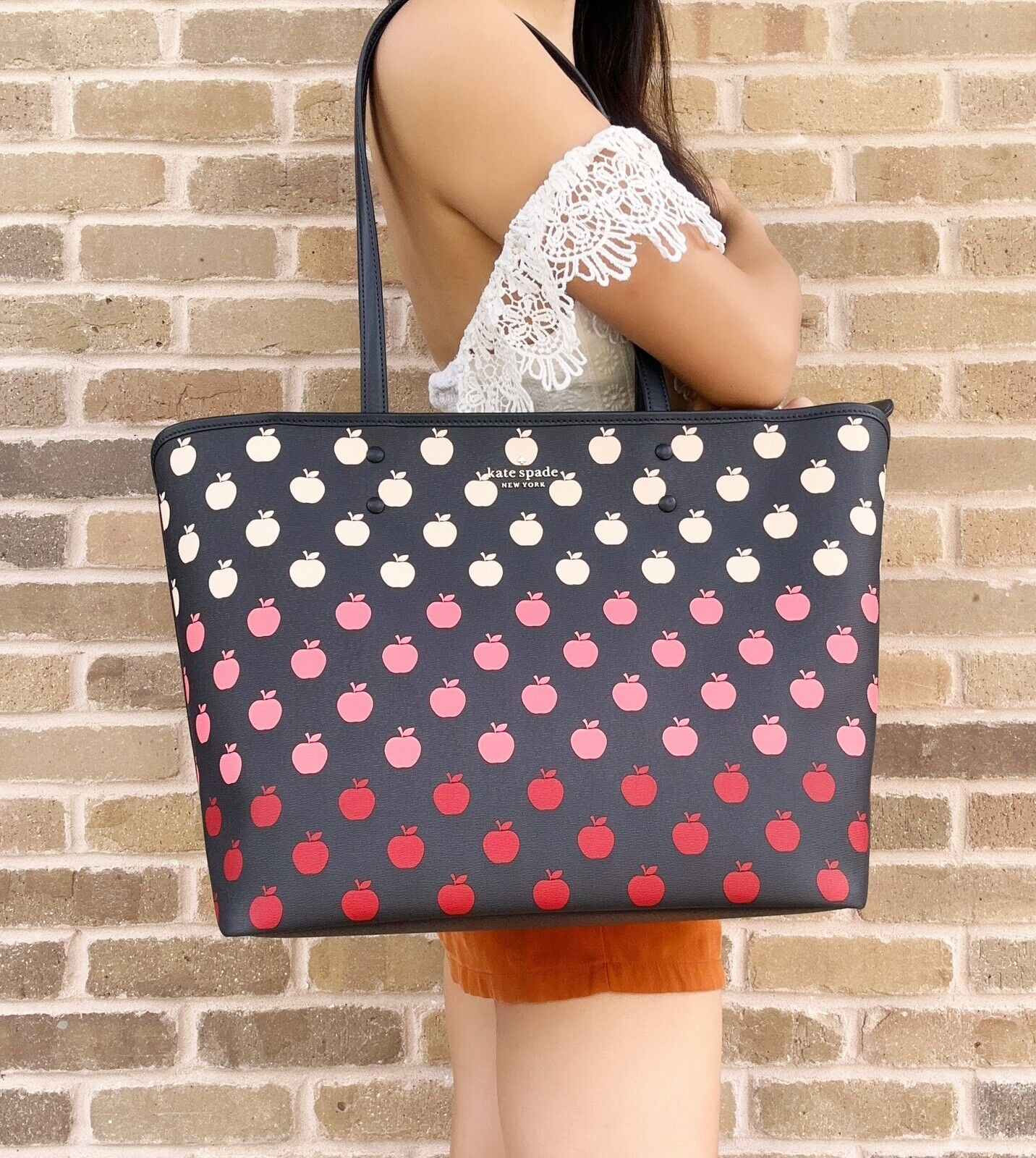 KATE SPADE CANVAS BOOK TOTE IN GOLD DOT