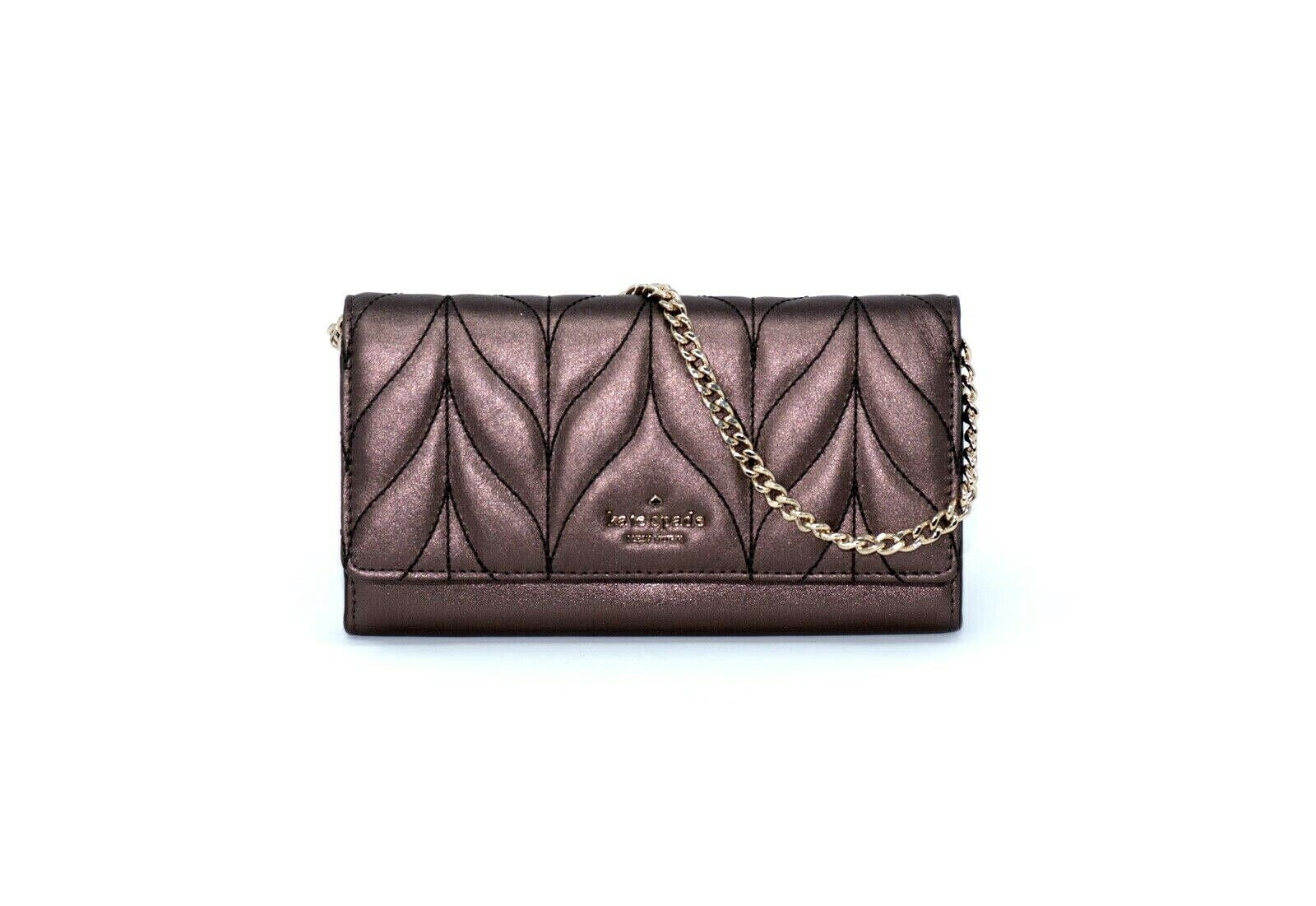 Kate Spade Quilted Metallic Oak Bronze Chain Wallet/Clutch Bag~Briar Lane Milou