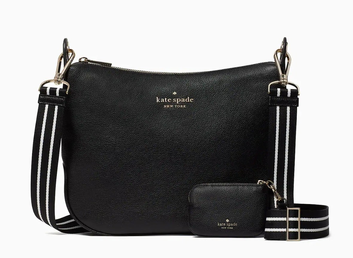 Kate Spade Rosie Pebbled Leather Handbag, Black with Detachable