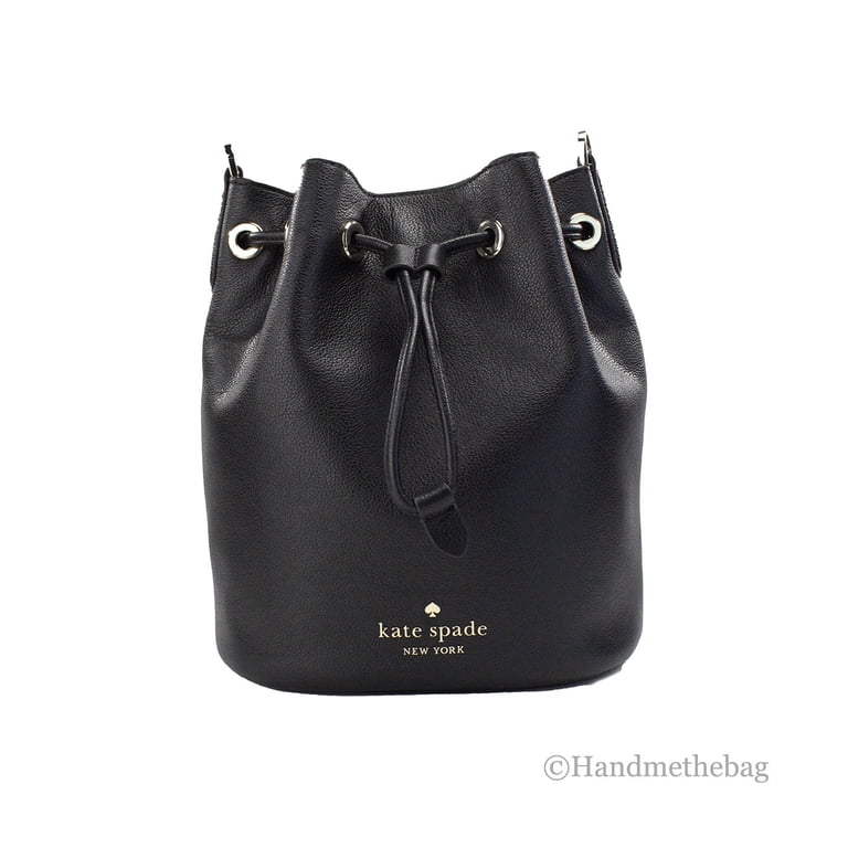 Kate Spade Rosie Medium Black Pebbled Leather Drawstring Bucket