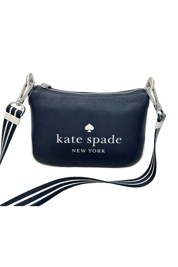 Kate Spade Rosie Small Blazer Blue Logo Pebbled Leather Crossbody Bag KF379 $349
