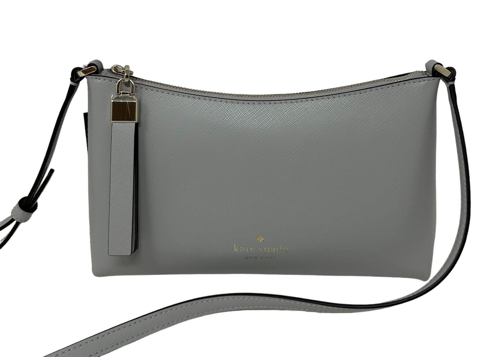 Kate Spade Saffiano Leather Sadie Platinum Grey Crossbody Bag KE594 $259