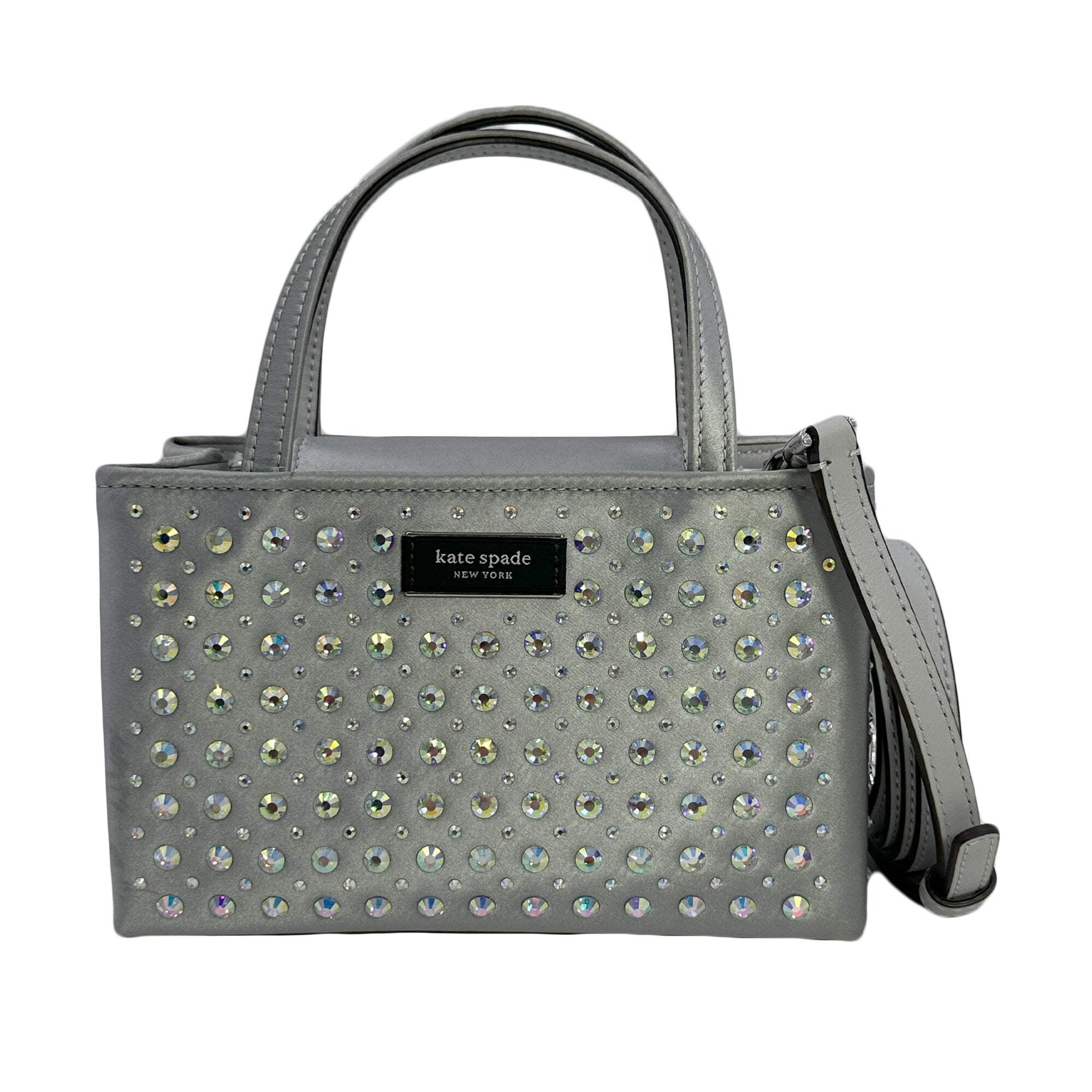 Kate Spade Sam Icon Crystal Embellished Fabric Mini Tote Platinum Grey Walmart