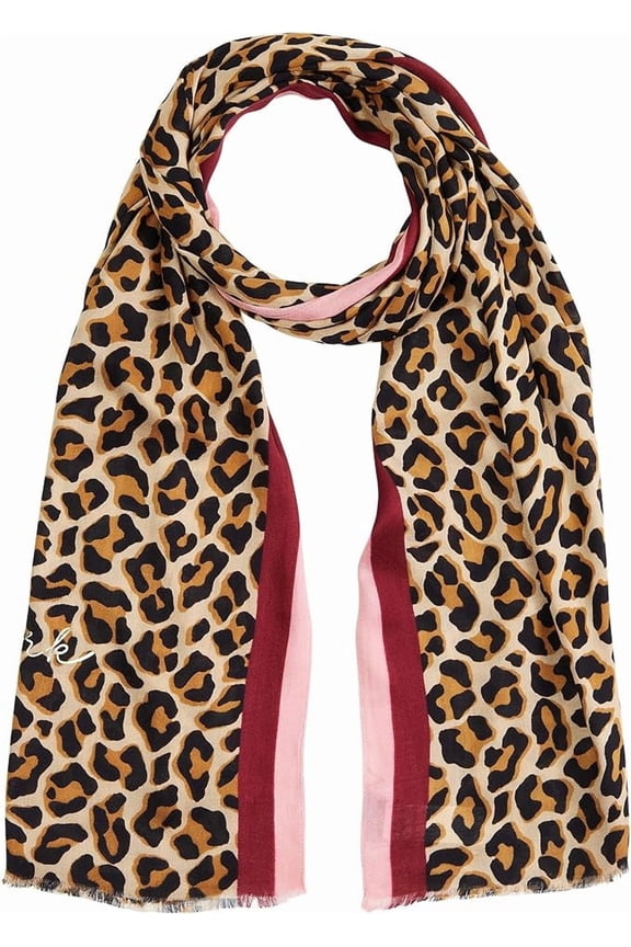 Kate Spade Scarf Big Cat Oblong Roasted Cashew Lovely Leopard Print One Size Womens Accessories
