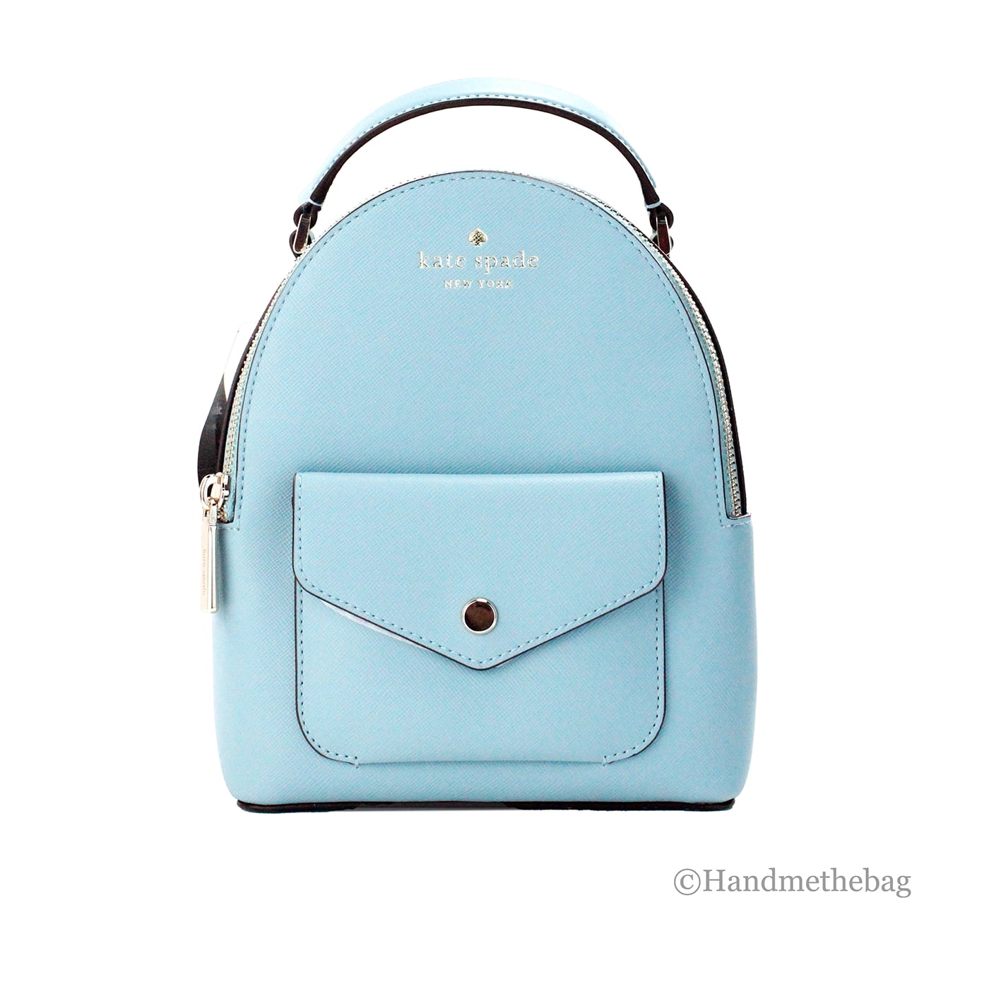 Kate Spade Schuyler Mini Smoky Blue Saffiano PVC Leather Backpack Bag Purse