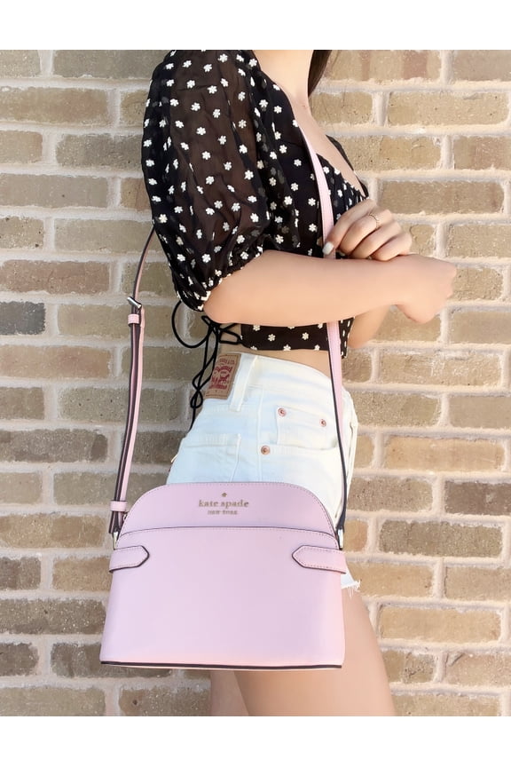 Kate Spade Staci Dome Crossbody Bag Light Crepe Pink Saffiano Leather