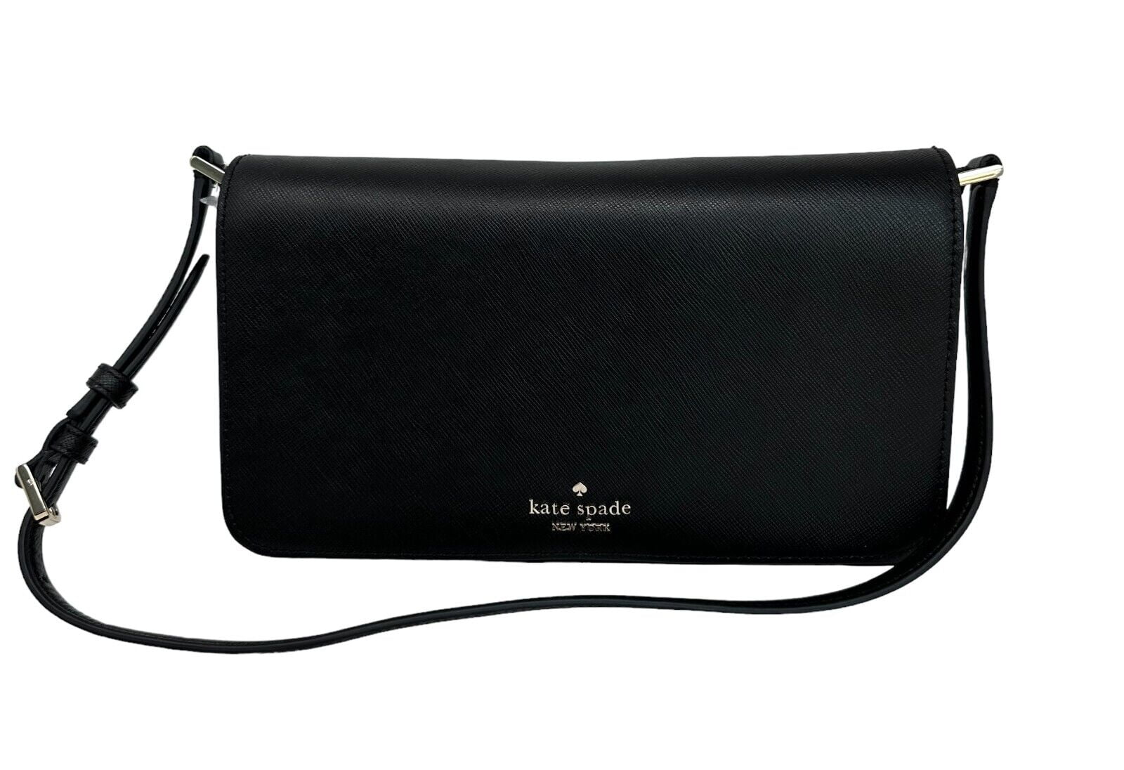 Kate Spade Staci Flap Shoulder Black Saffiano Leather Bag KF371 $329