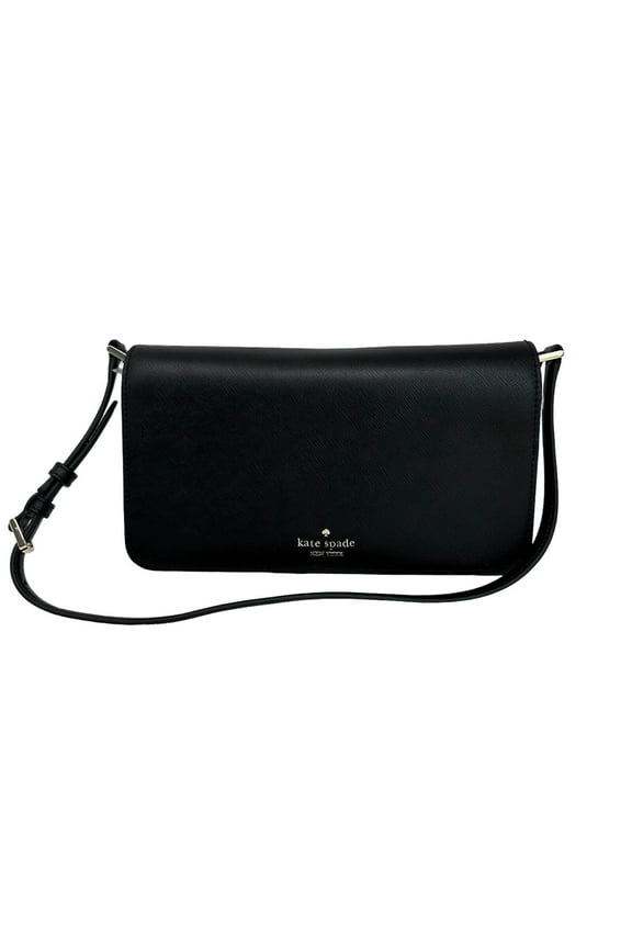 Kate Spade Staci Flap Shoulder Black Saffiano Leather Bag KF371 $329