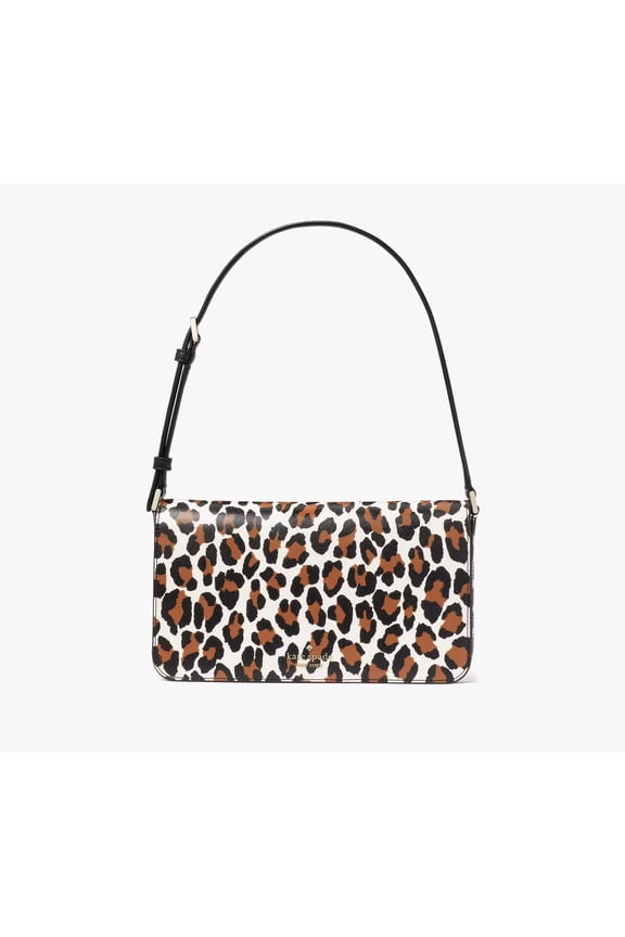 Kate Spade Staci Spotted Animal Printed Medium Flap Shoulder Bag Cream Multi