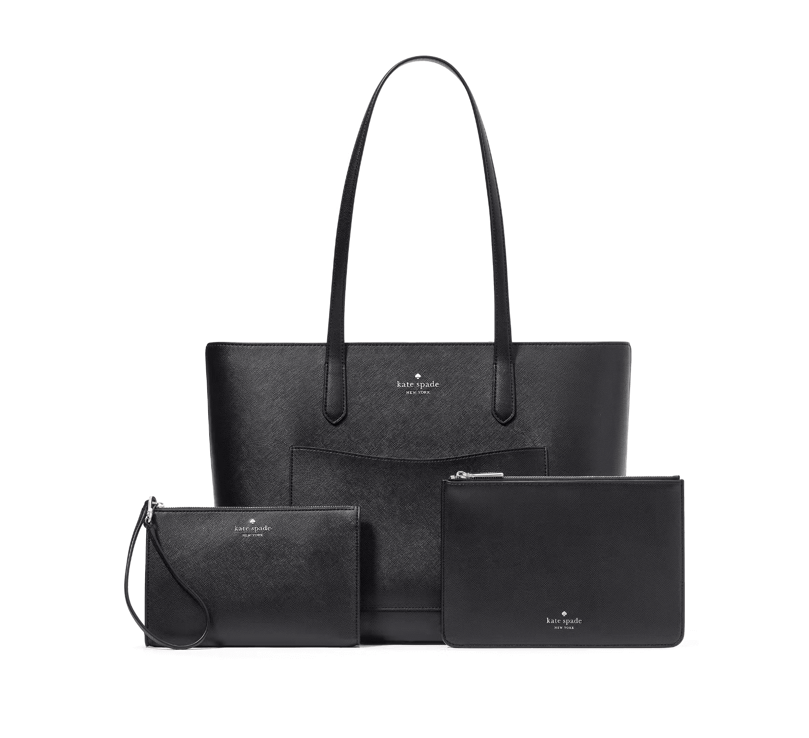 Kate Spade Staci Tote and Wristlet 3 Piece Set Black Leather KF369