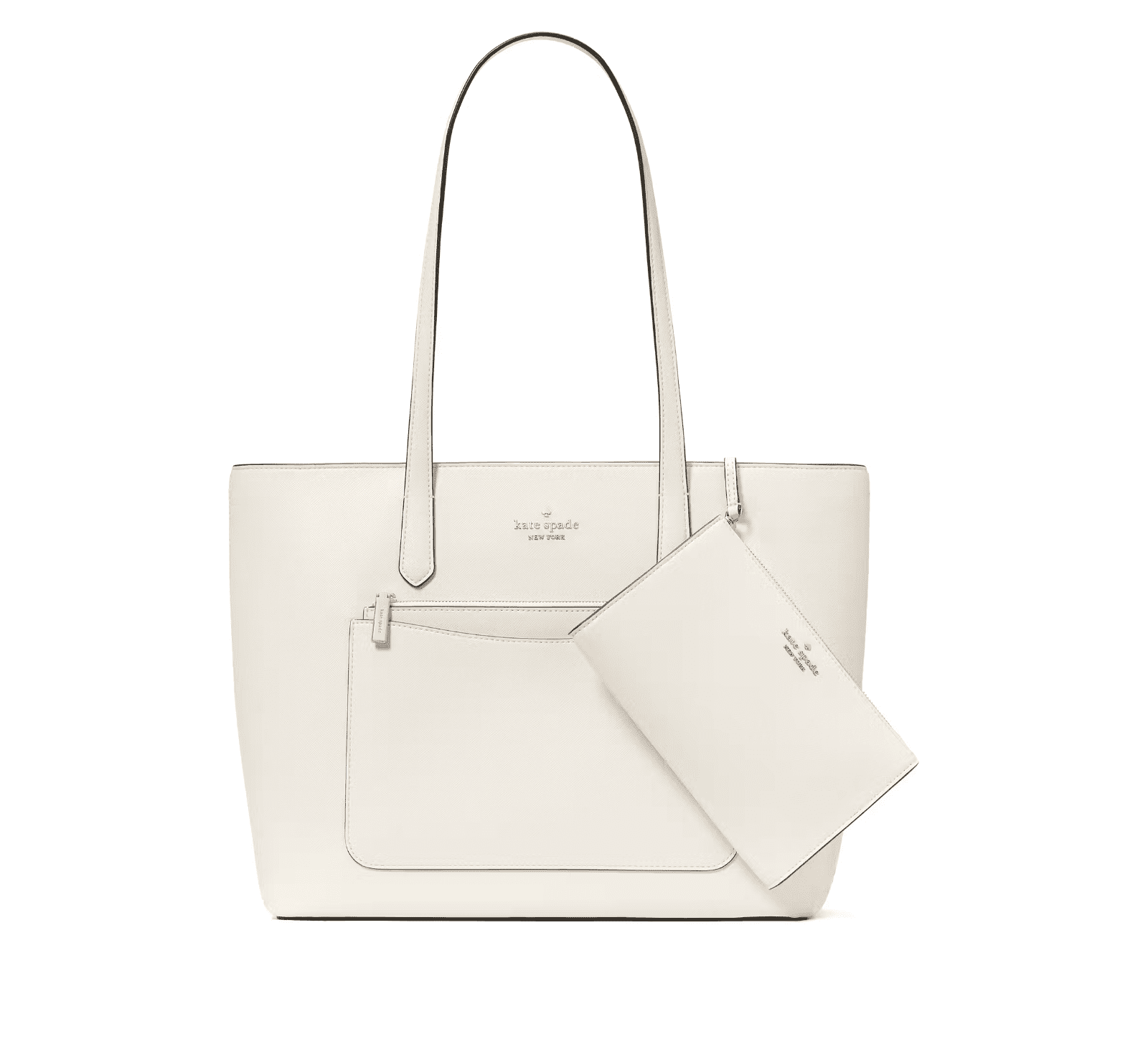 Kate Spade Staci Tote and Wristlet 3 Piece Set Meringue Leather