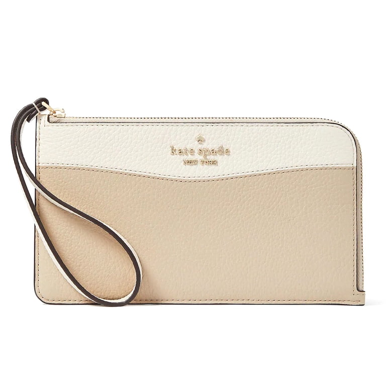 Kate Spade Wallet for Women Lucy Medium L Zip Wristlet, Light sand