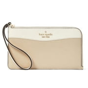 KATE SPADE NEW YORK Women's Lucy Colorblock Pebbled Leather Medium L-Zip Wristlet (Light Sand Multi)