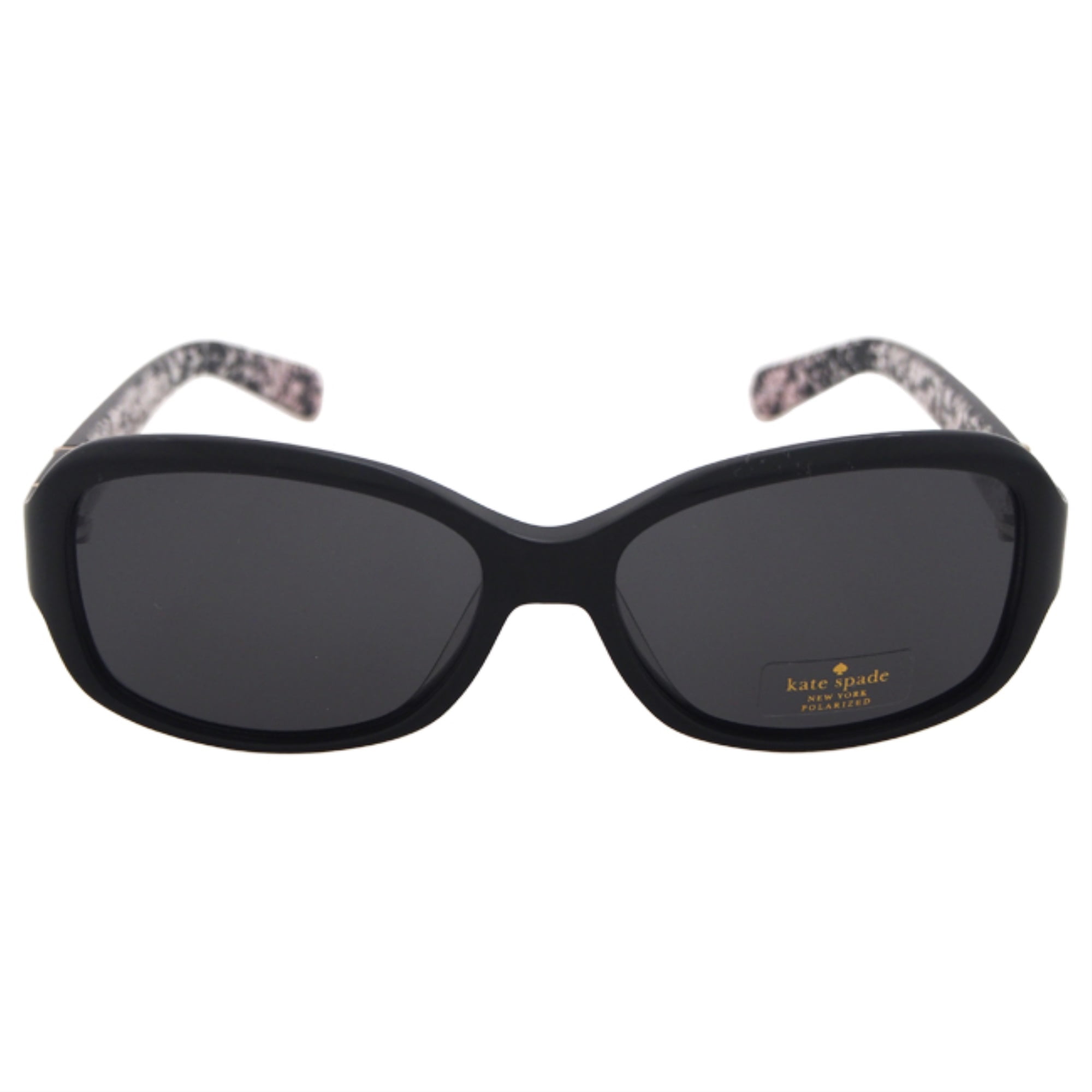 Kate Spade Women's Cheyenne/P/S Polarized Rectangular Sunglasses, Black \u0026 Gray Polarized, 55 mm
