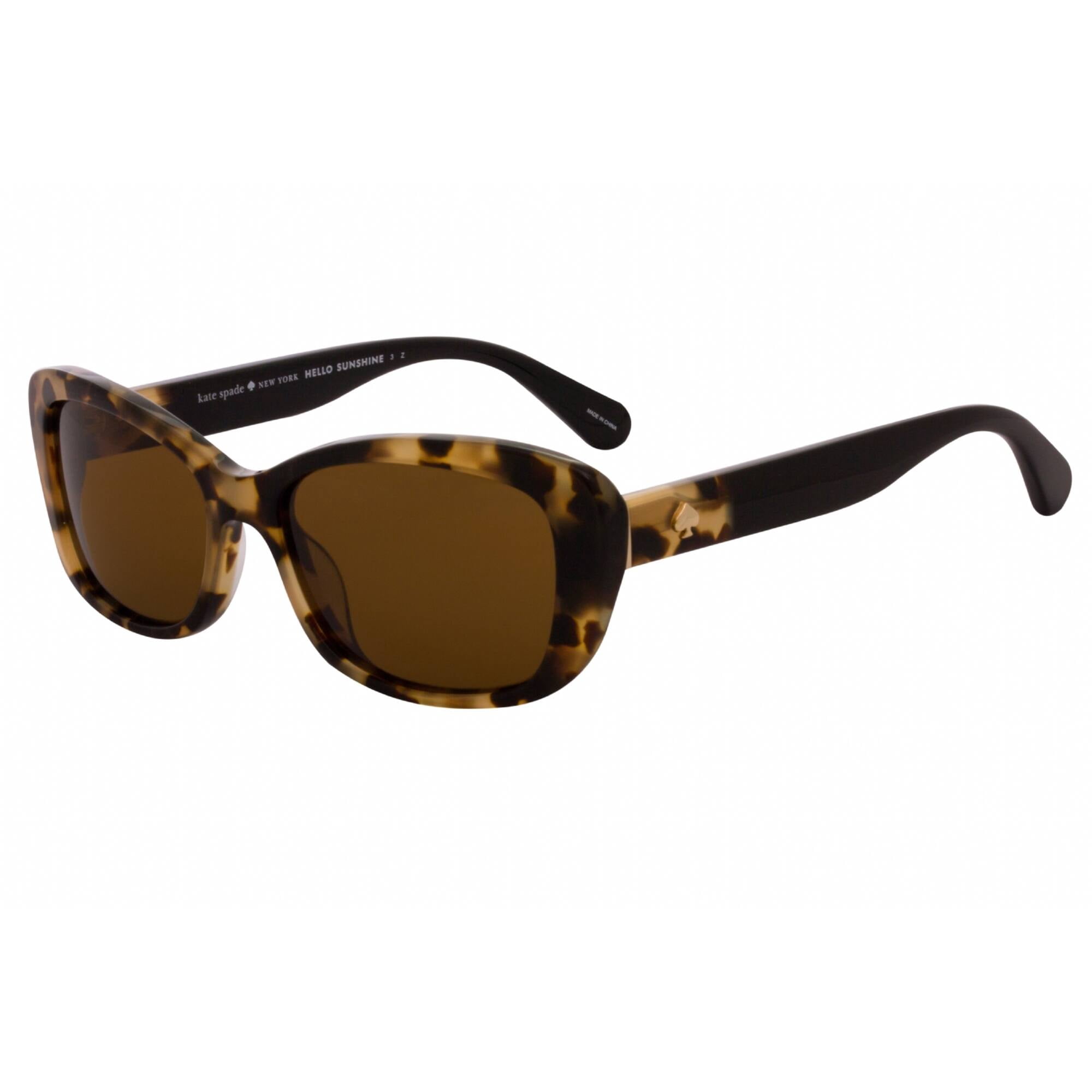 Kate Spade Women's Claretta/p/s Polarized Rectangular Women's Sunglasses, Havana Black, 53 mm
