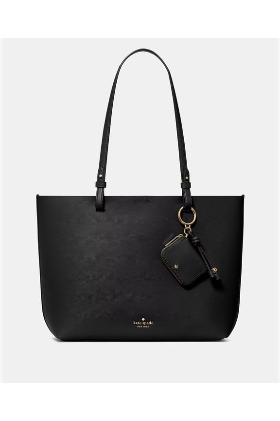 Kate Spade Women's Tessa Tote Bag with Charm in Refined Grain Leather Black