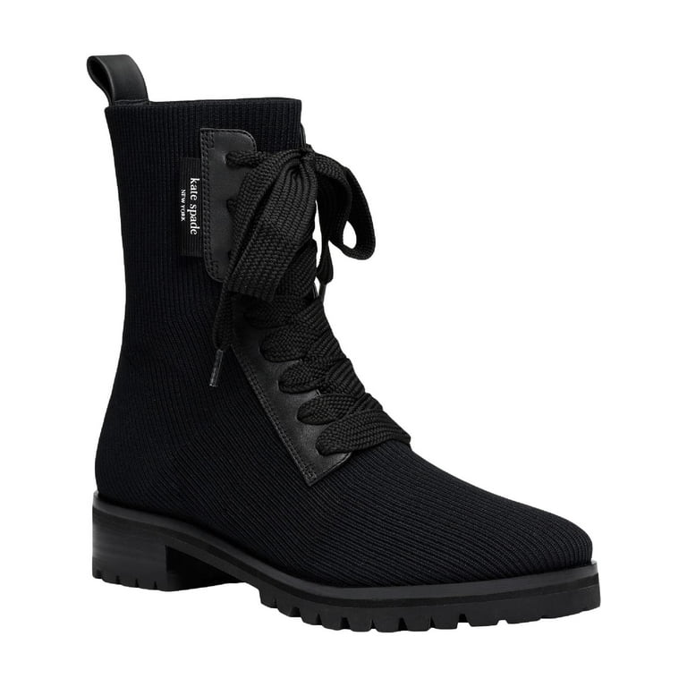 Kate Spade Womens Merigue Leather Stretch Combat Lace up Boots Walmart
