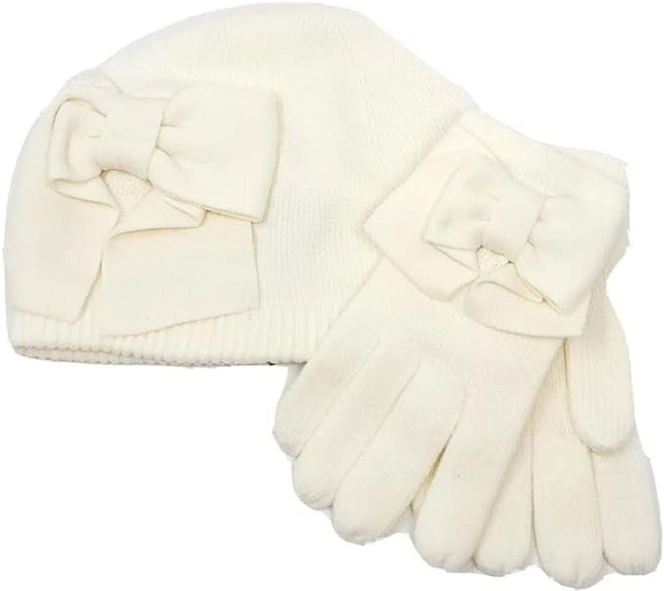 Kate Spade York Ladies Cream Winter Bow Hat And Gloves Gift 