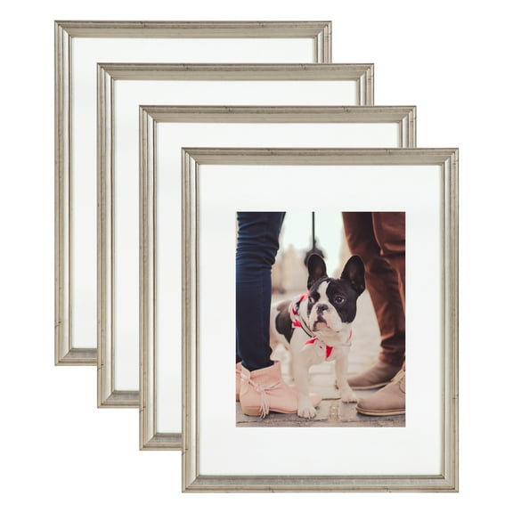 Kate and Laurel 12" x 15" Polystyrene Picture Frame, Silver, Set of 4