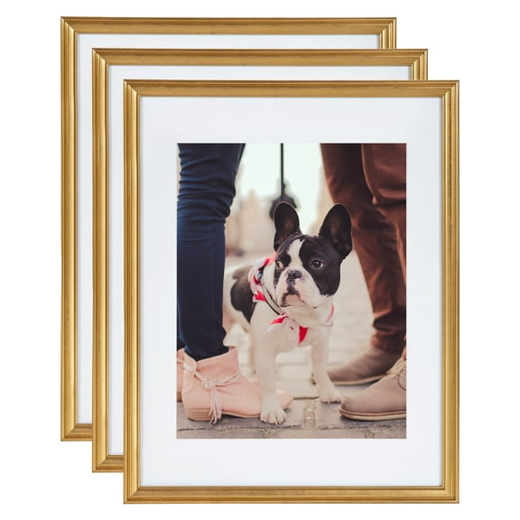 Kate and Laurel 15" x 19" Polystyrene Picture Frame, Gold, Set of 3