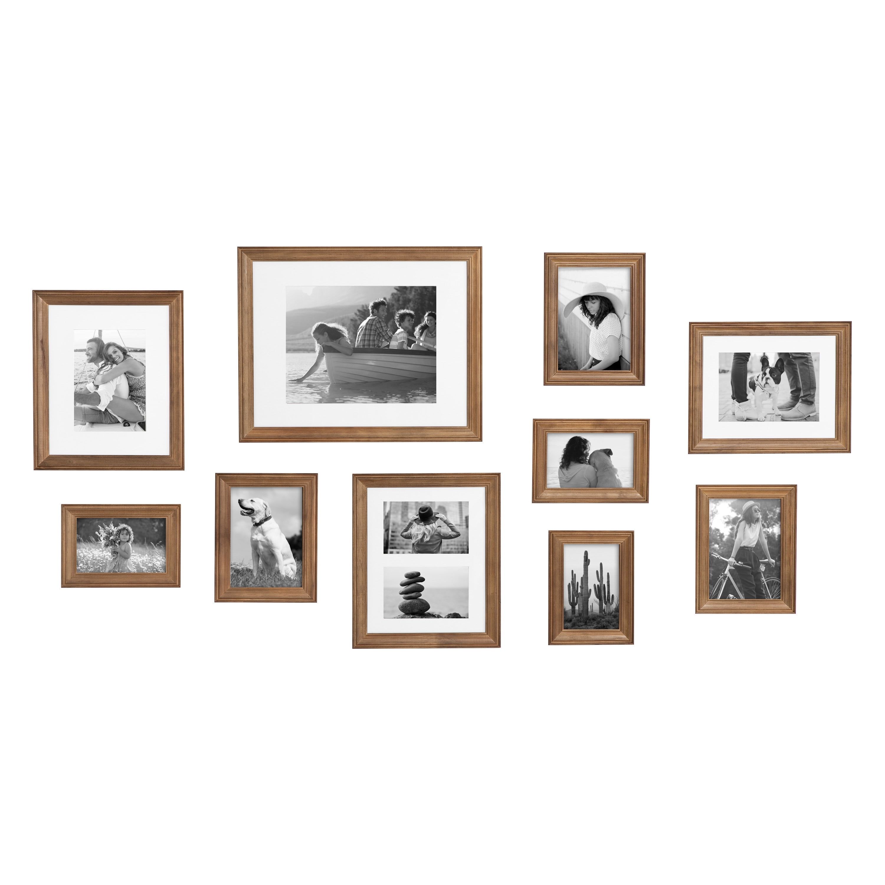  Outgeek Black Picture Frame Multi Size Set of 6 Bulk Wooden  Square Matted Photo Frames with Mat Including Two 4x6, Two 5x7, Two 8x10 -  Wall Gallery Hanging or Tabletop